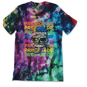 United State of Indiana Tie Dye Skull Pride Or Die T Shirt Medium